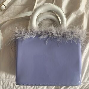 STAUD Nic Feather Top Handle Bag – Purple Patent Leather